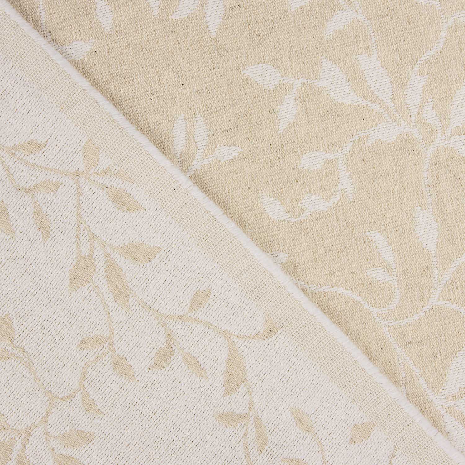 Jacquard-Heimtextil, beidseitig verwendbar, weiß und naturfarben mit Leinen - Ribes y Casals