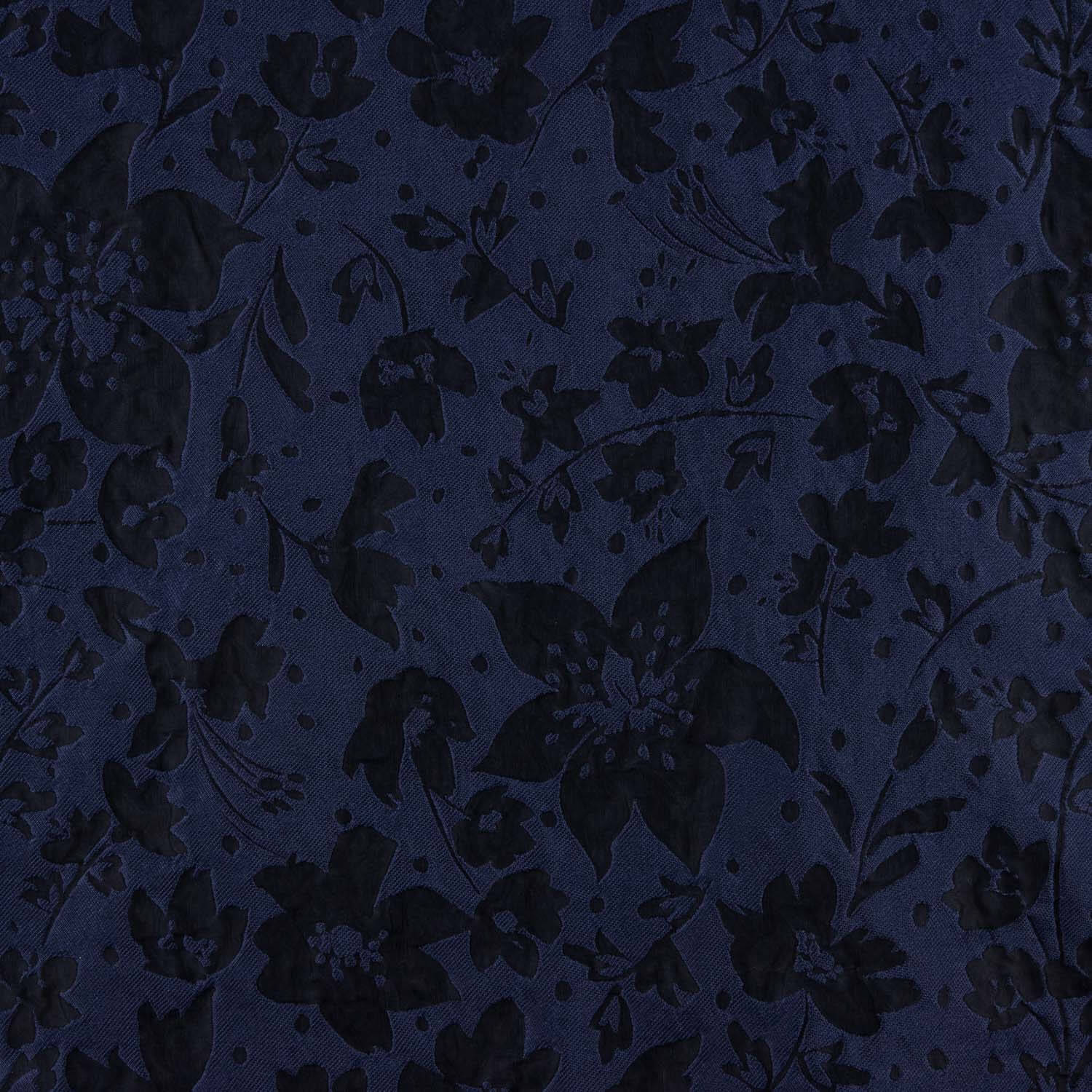 Brokat Marineblau Florale Prägung - Ribes y Casals