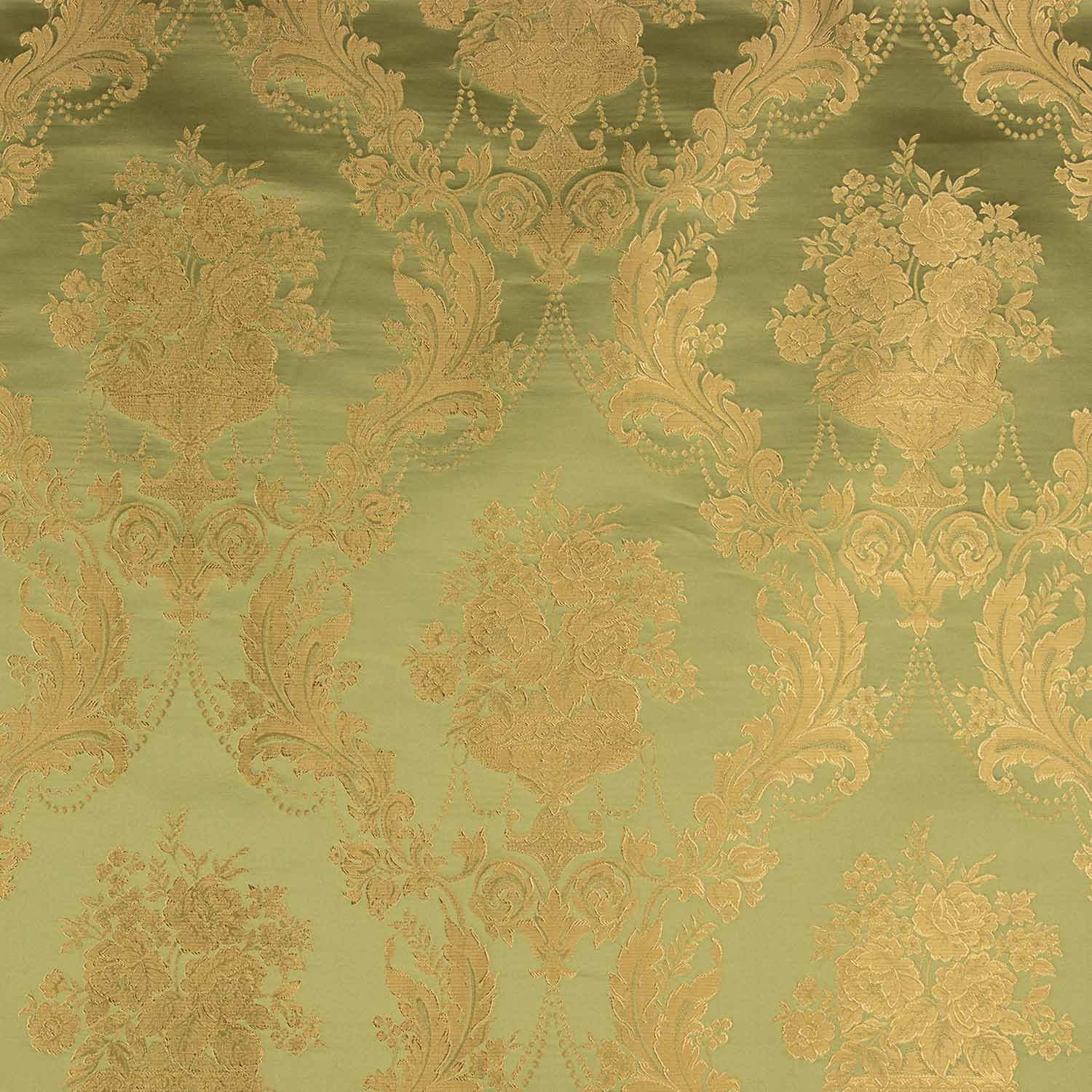 Klassischer floraler Jacquard in Grün und Gold - Ribes y Casals