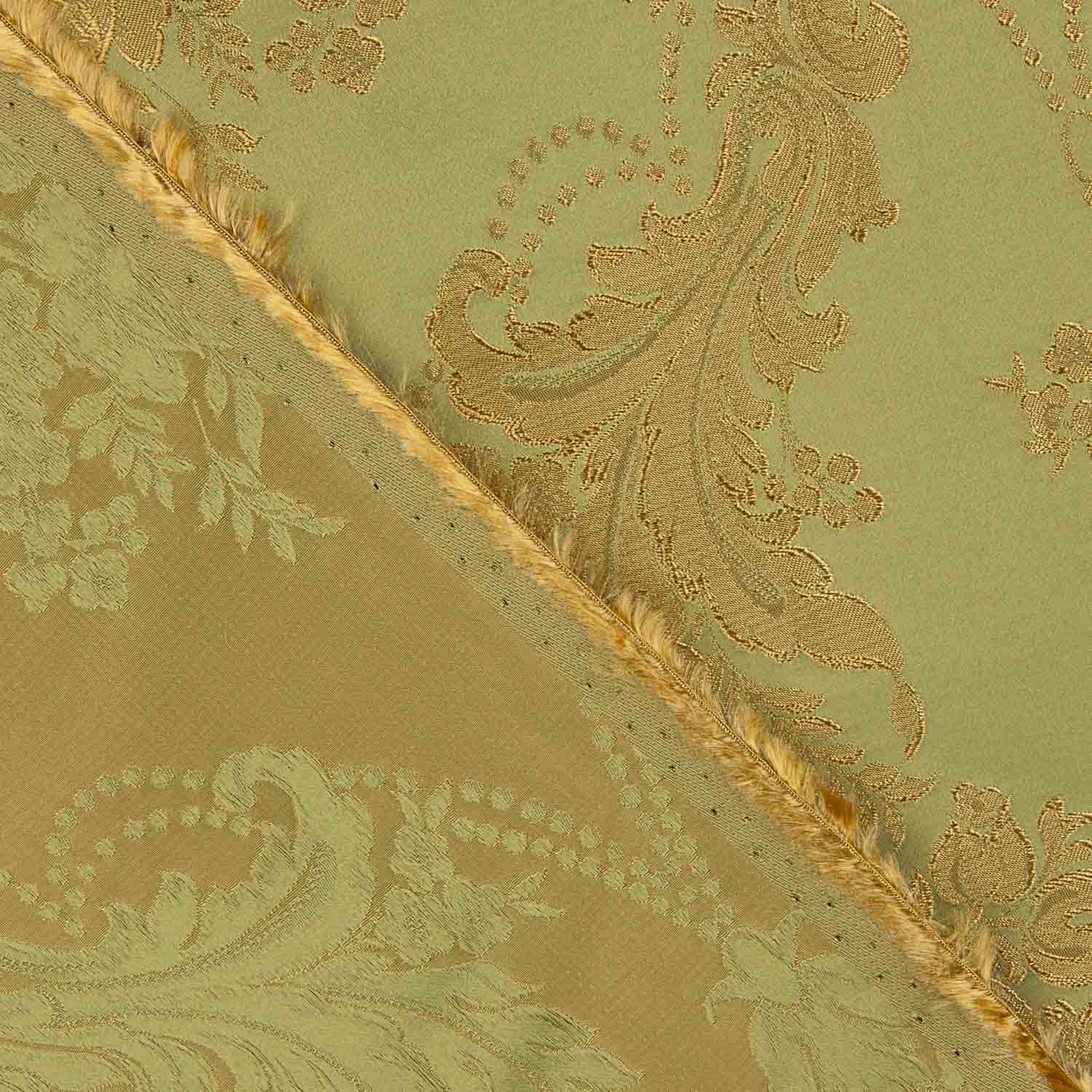 Klassischer floraler Jacquard in Grün und Gold - Ribes y Casals