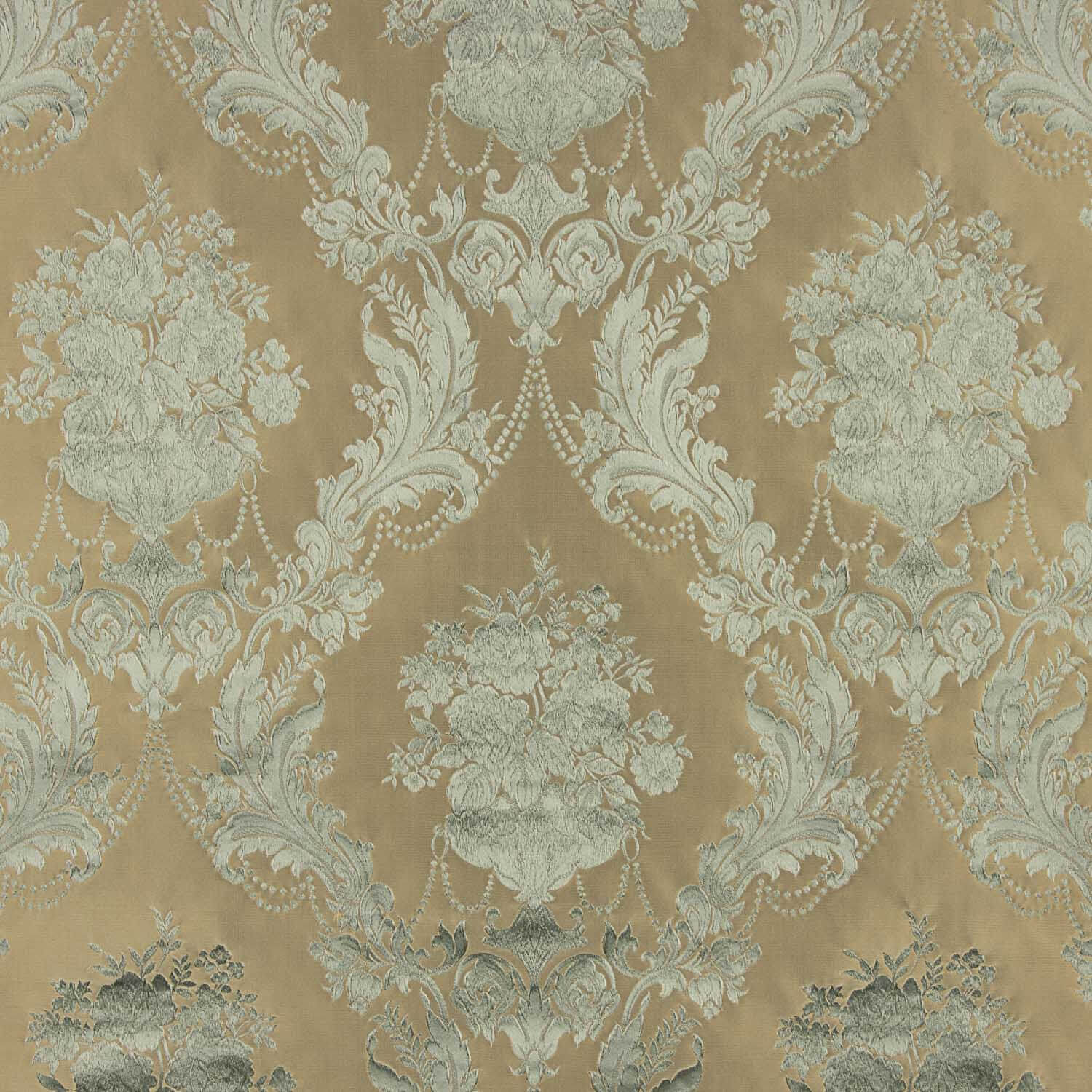Klassischer Blumenjacquard in Blassgrün und Beige - Ribes y Casals