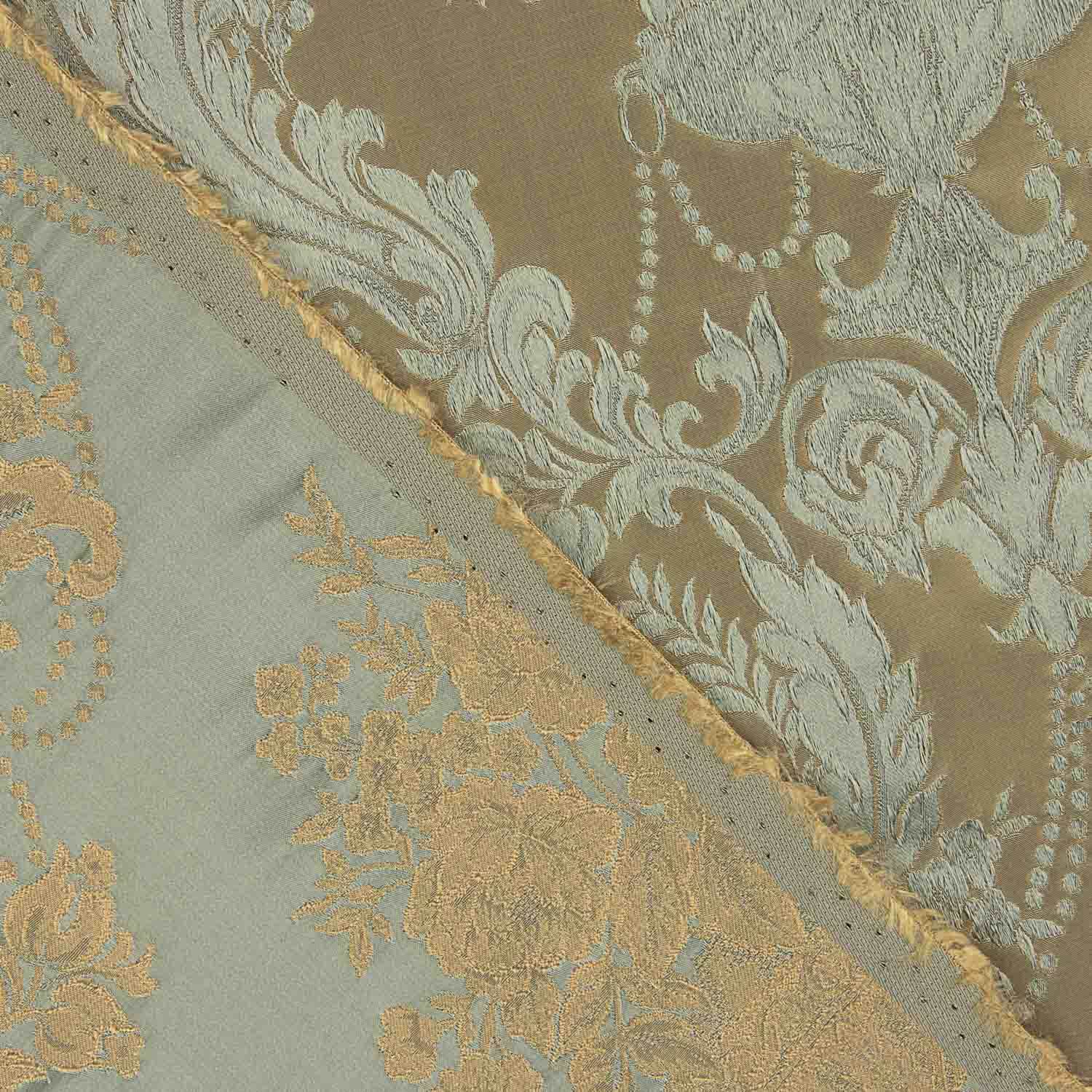 Klassischer Blumenjacquard in Blassgrün und Beige - Ribes y Casals