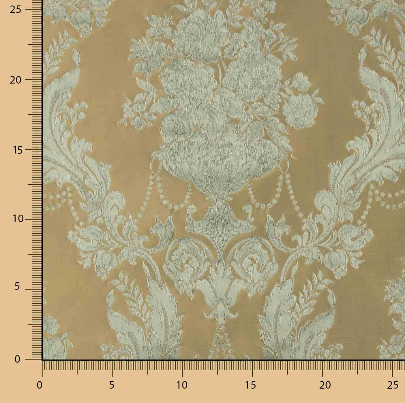 Klassischer Blumenjacquard in Blassgrün und Beige - Ribes y Casals