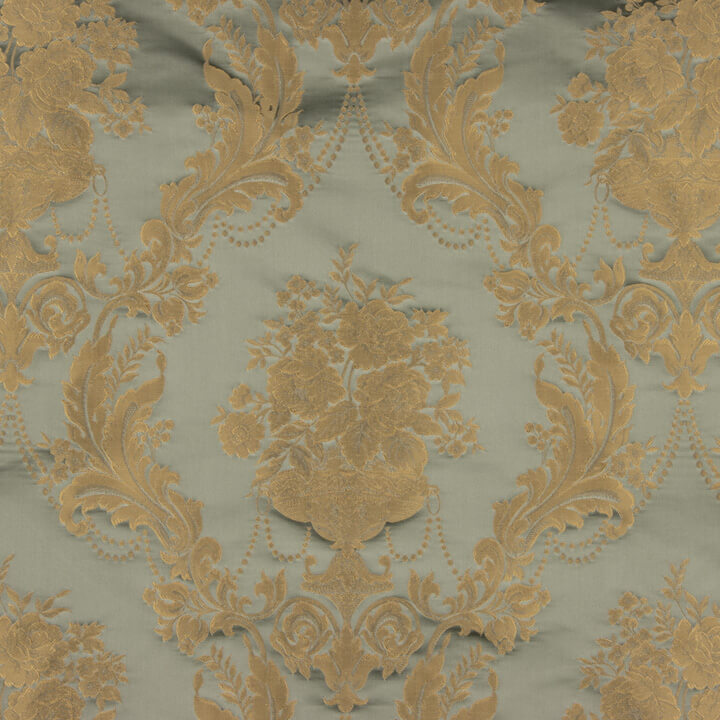 Klassischer Blumenjacquard in Blassgrün und Beige - Ribes y Casals