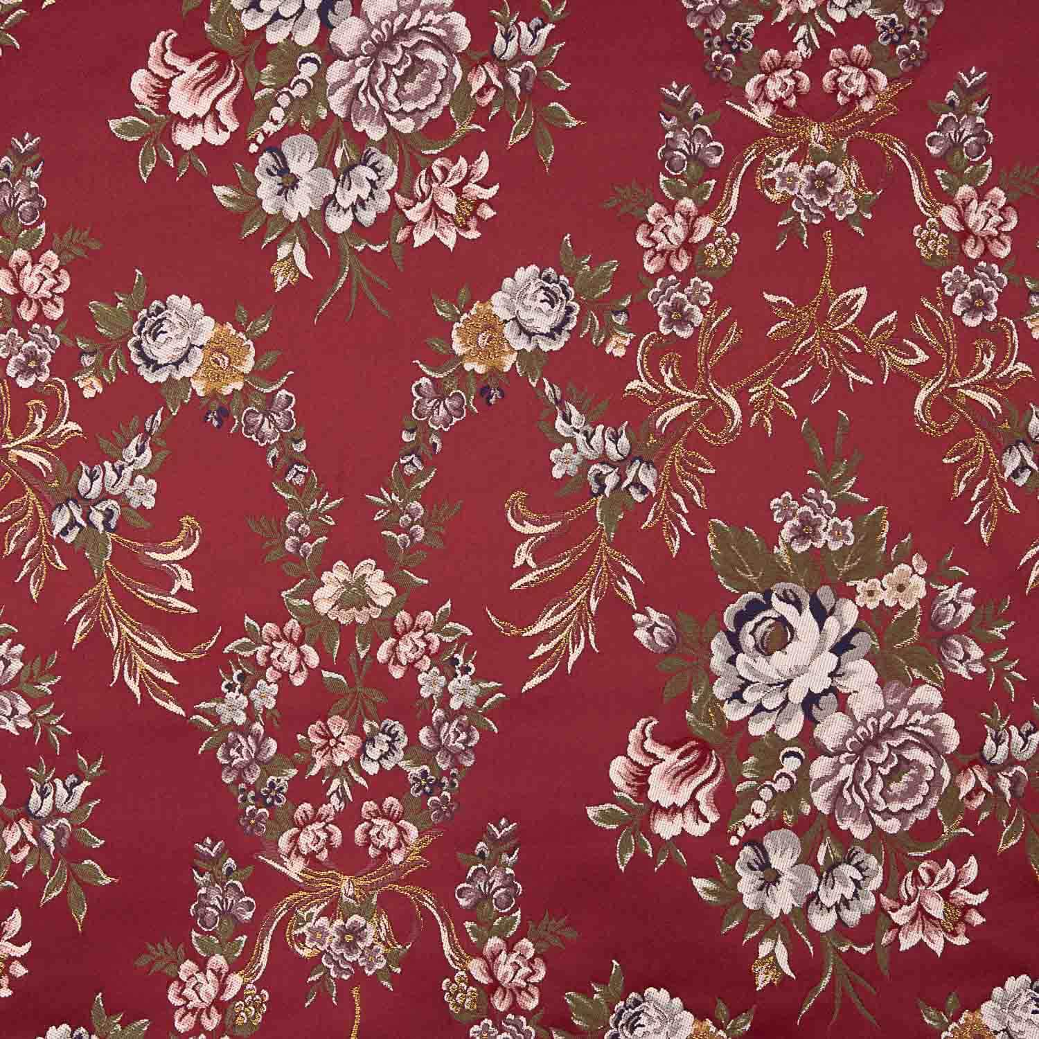 Floraler Jacquard mit rotem Lurex - Ribes y Casals