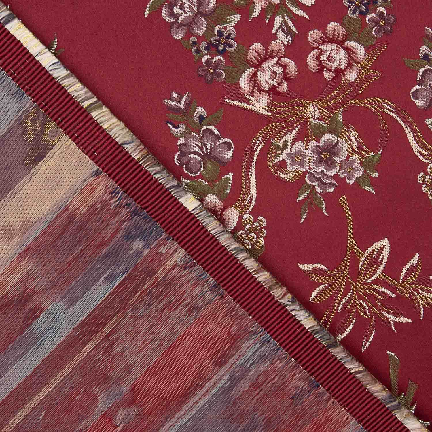 Floraler Jacquard mit rotem Lurex - Ribes y Casals