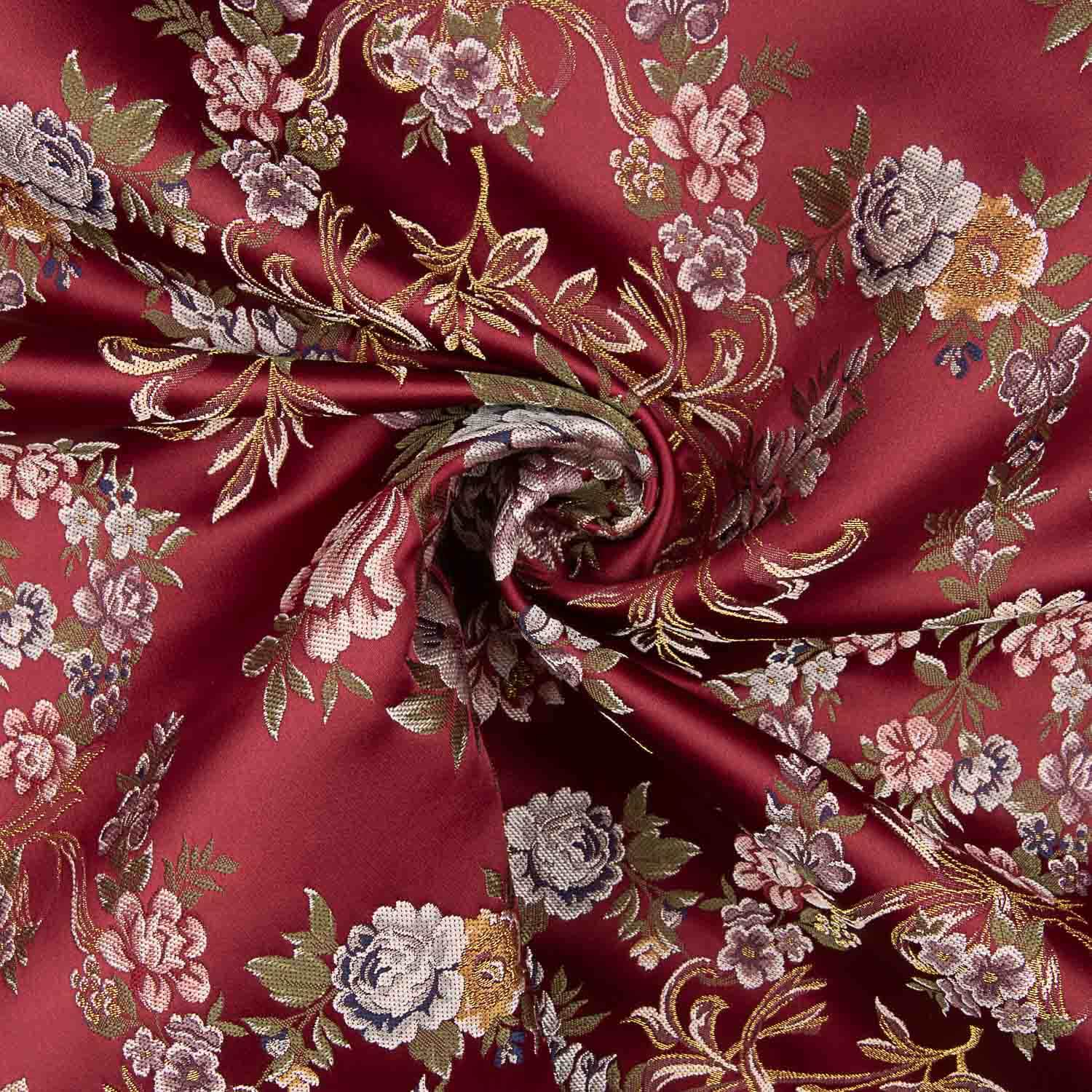 Floraler Jacquard mit rotem Lurex - Ribes y Casals