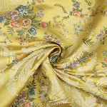 Jacquard-Brokat mit Damastmuster, Blumenmotiv, gelb und Gold - Ribes y Casals