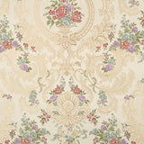 Jacquard-Brokat mit Damastmuster, Blumenmotiv, Beige und Gold - Ribes y Casals