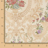 Jacquard-Brokat mit Damastmuster, Blumenmotiv, Beige und Gold - Ribes y Casals