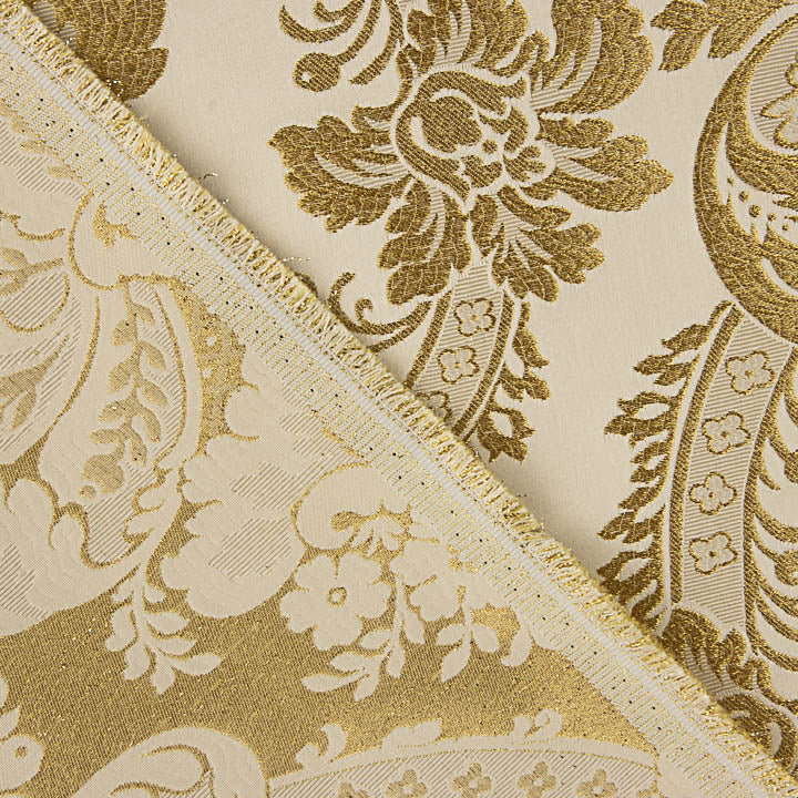 Jacquard-Brokat Damast Gold Elfenbein - Ribes y Casals