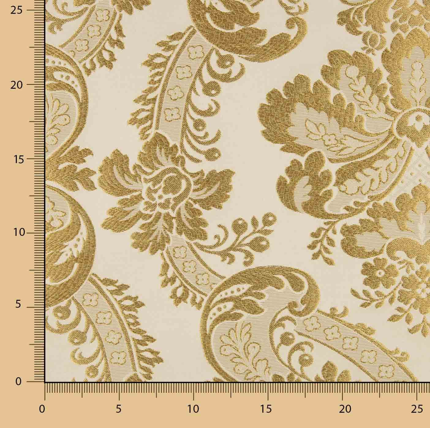 Jacquard-Brokat Damast Gold Elfenbein - Ribes y Casals