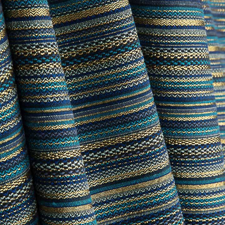 Lurex-Brokat mit Streifen im Alpujarra-Stil, blau - Ribes y Casals