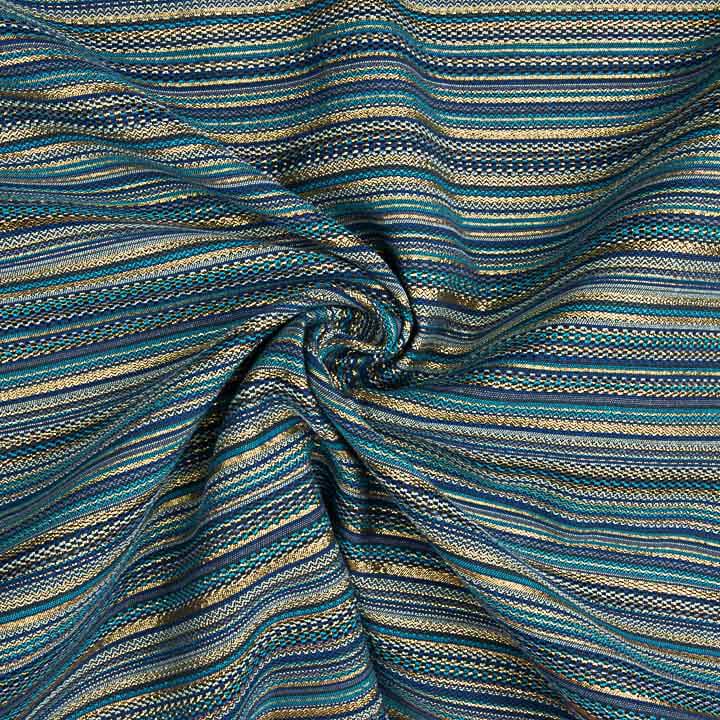 Lurex-Brokat mit Streifen im Alpujarra-Stil, blau - Ribes y Casals