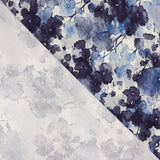 Elastischer Viskosestoff mit Aquarellmustern an den Blättern in Blau - Ribes y Casals