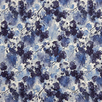 Elastischer Viskosestoff mit Aquarellmustern an den Blättern in Blau - Ribes y Casals