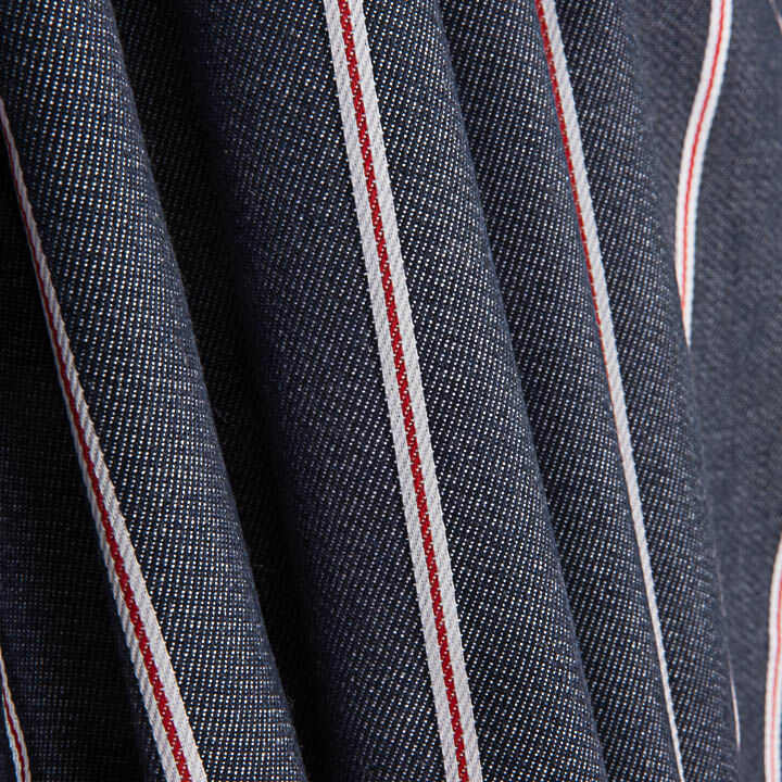 Denim-Streifen im Heritage-Stil mit Maritim-Muster in Marineblau, Rot und Weiß - Ribes y Casals