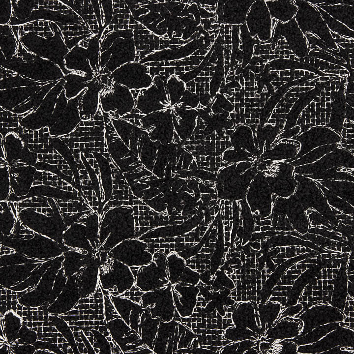 Bouclé mit bestickten Blumen Noctis Schwarz - Ribes y Casals