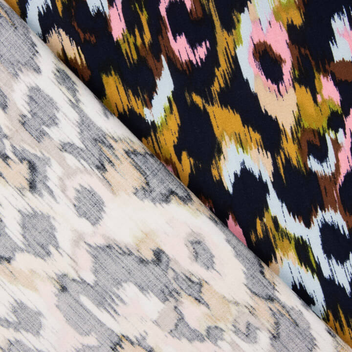 Viskosestoff-Satin mit Animalprint in Rosa - Ribes y Casals