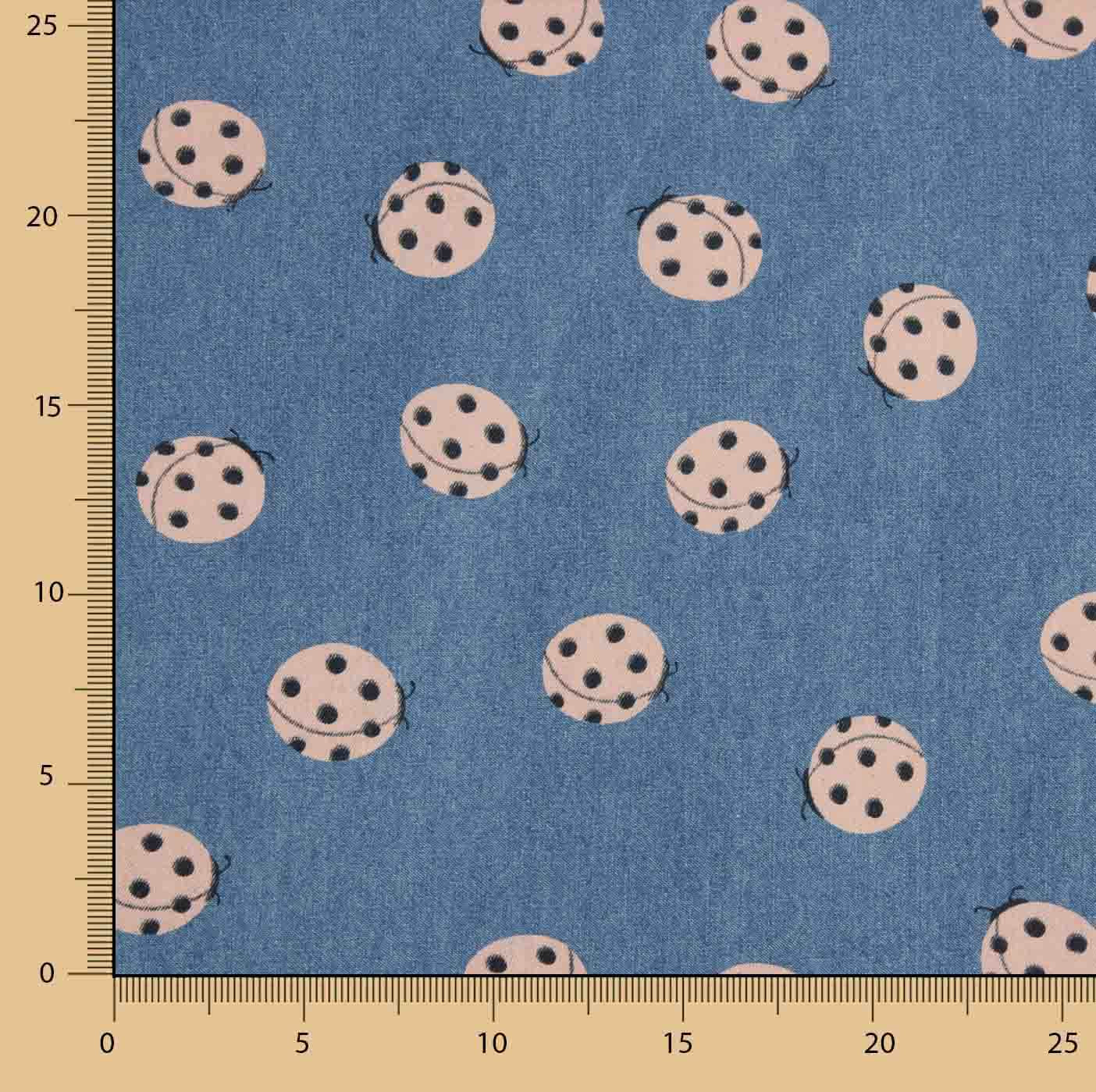 Denim aus Baumwolle mit Marienkäfer-Print in Indigo - Ribes y Casals
