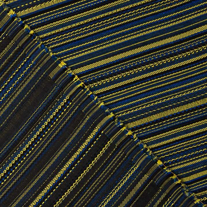 Brokat mit Streifen im Alpujarra-Stil in Blau, Schwarz und Senfgelb - Ribes y Casals