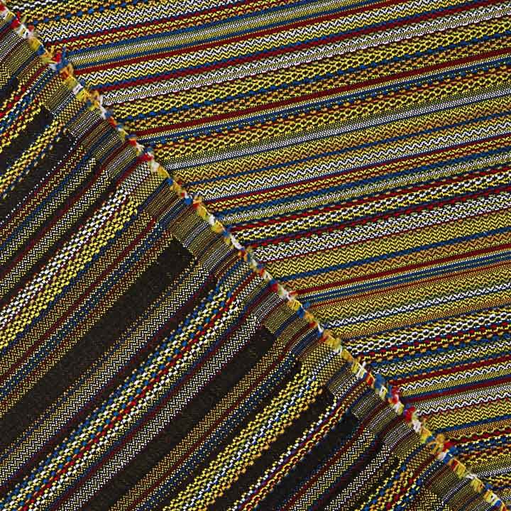 Brokat mit Streifen im Alpujarra-Stil in Senfgelb, Blau und Rot - Ribes y Casals