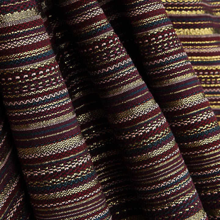 Lurex-Brokat mit Streifen im Alpujarra-Stil in Granatrot und Rosa - Ribes y Casals