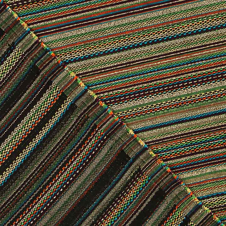 Lurex-Brokat mit Streifen im Alpujarra-Stil in Türkis und Ocker - Ribes y Casals
