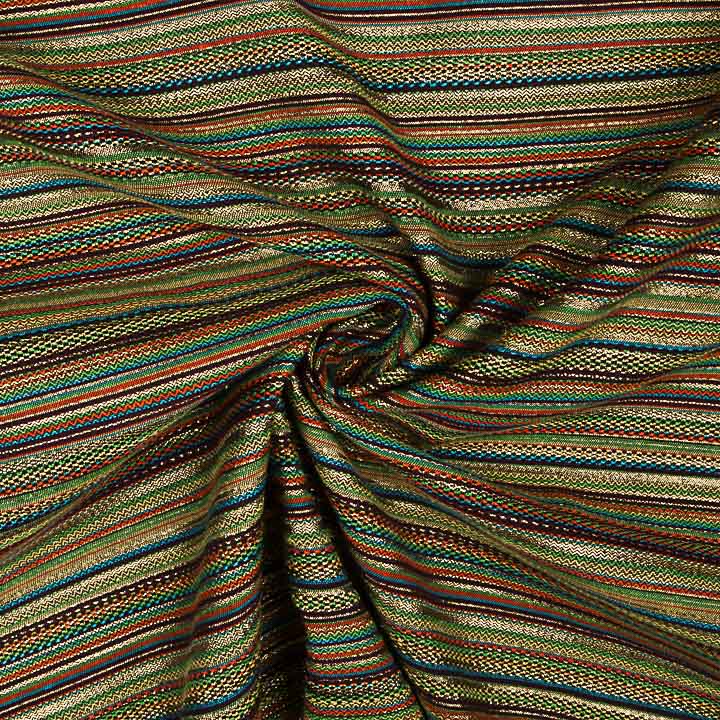 Lurex-Brokat mit Streifen im Alpujarra-Stil in Türkis und Ocker - Ribes y Casals