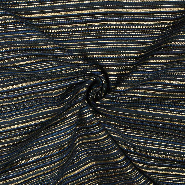 Lurex-Brokat mit Streifen im Alpujarra-Stil, Maritim-Muster, marineblau - Ribes y Casals