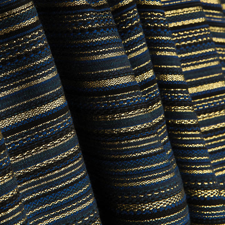 Lurex-Brokat mit Streifen im Alpujarra-Stil, Maritim-Muster, marineblau - Ribes y Casals