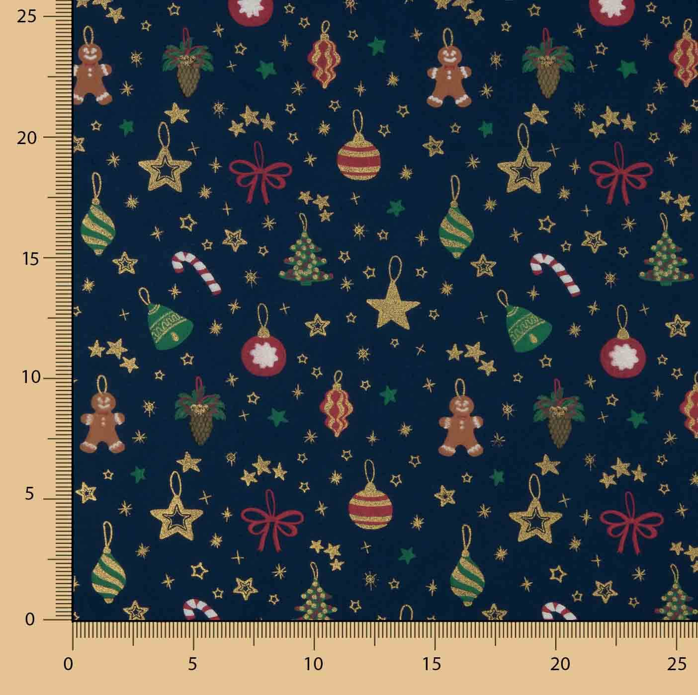 Popeline-Weihnachtsdekoration in Marineblau - Ribes y Casals