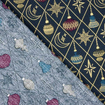 Popeline Weihnachten Kugeln und Sterne Marineblau - Ribes y Casals