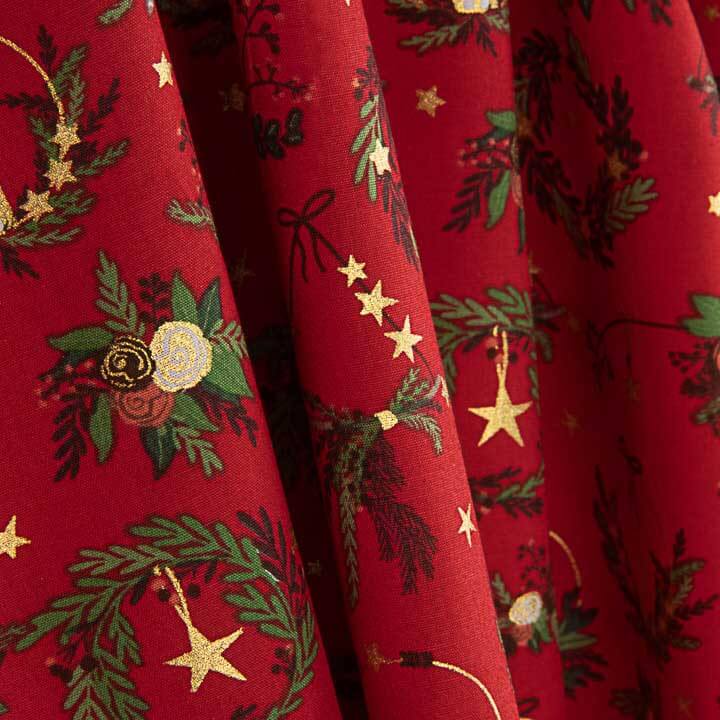 Popeline Weihnachten Kränze Rot - Ribes y Casals