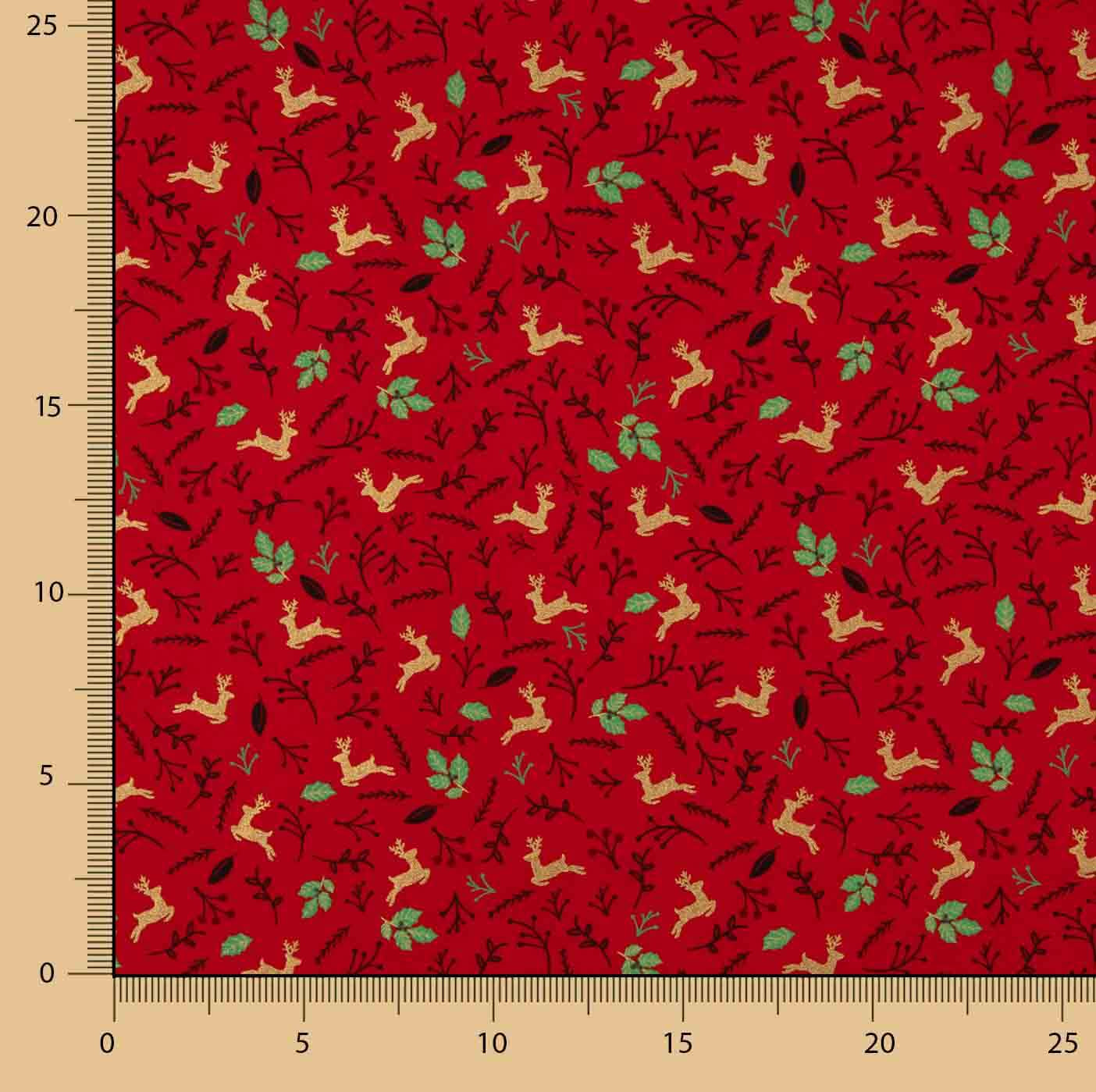 Popeline Weihnachten: Rentiere und rote Stechpalme - Ribes y Casals