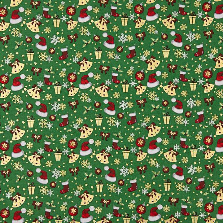 Popeline Weihnachten Weihnachtsmuster Grün - Ribes y Casals
