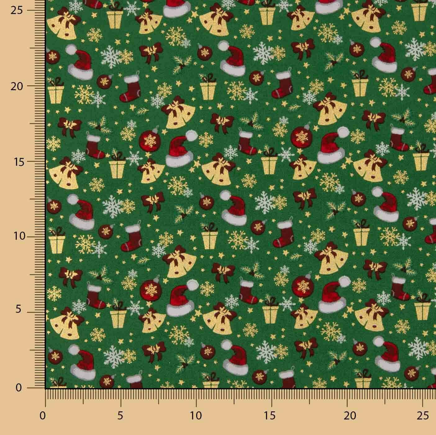 Popeline Weihnachten Weihnachtsmuster Grün - Ribes y Casals