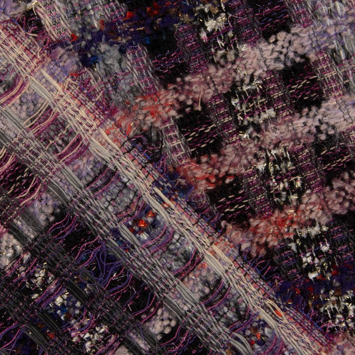 Mosaik-Tweed aus Wolle in Malve mit Gold-Lurex - Ribes y Casals