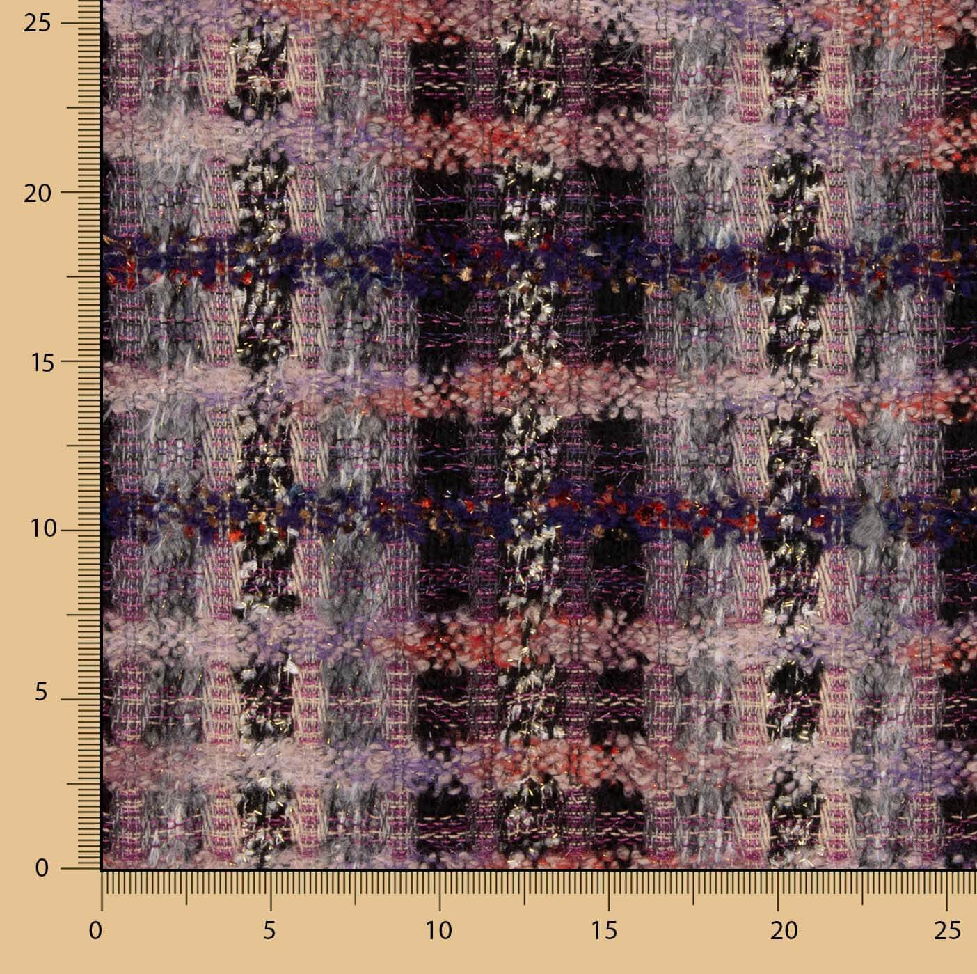 Mosaik-Tweed aus Wolle in Malve mit Gold-Lurex - Ribes y Casals