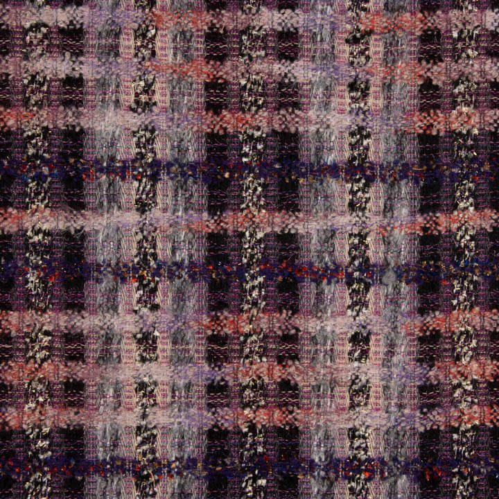 Mosaik-Tweed aus Wolle in Malve mit Gold-Lurex - Ribes y Casals