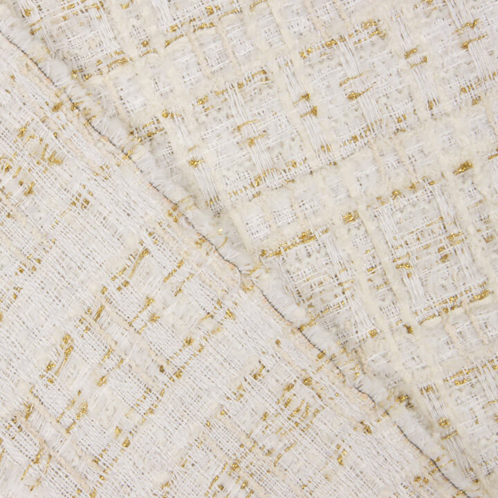 Lumière-Tweed aus Wolle in Elfenbein mit Gold-Lurex - Ribes y Casals