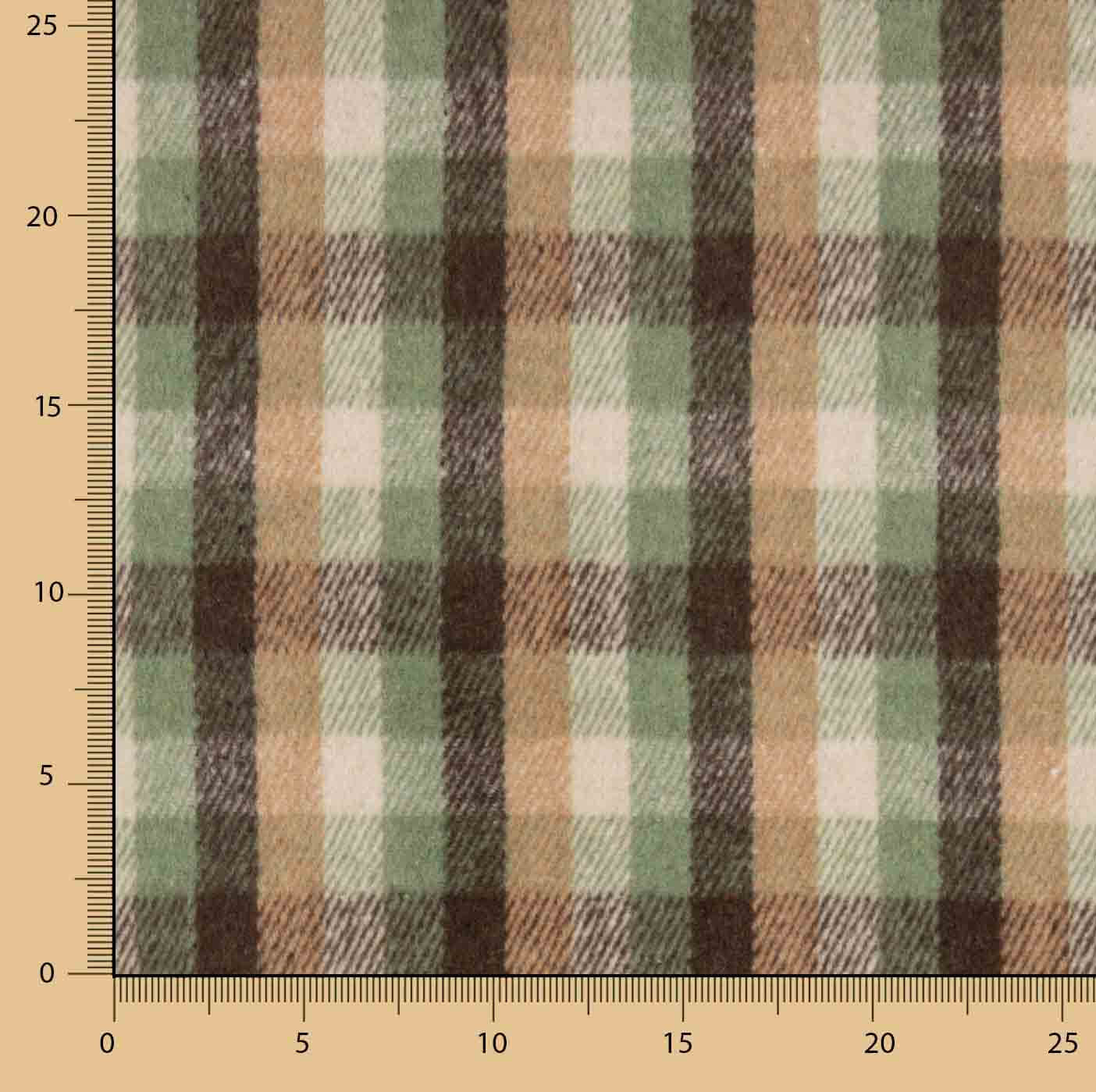 Loden aus Glenmore-Wolle mit Karos, in den Farben Salbeigrün und Camel - Ribes y Casals