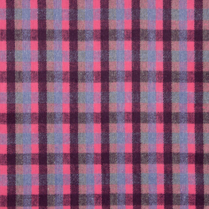 Loden aus Glenmore-Wolle mit fuchsia- und blauen Karos - Ribes y Casals