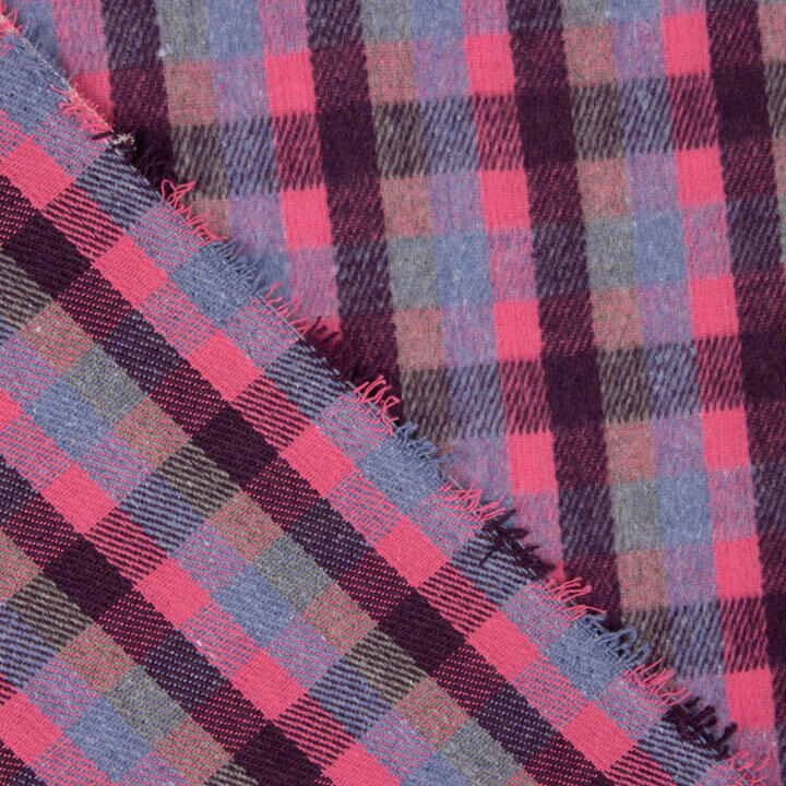 Loden aus Glenmore-Wolle mit fuchsia- und blauen Karos - Ribes y Casals