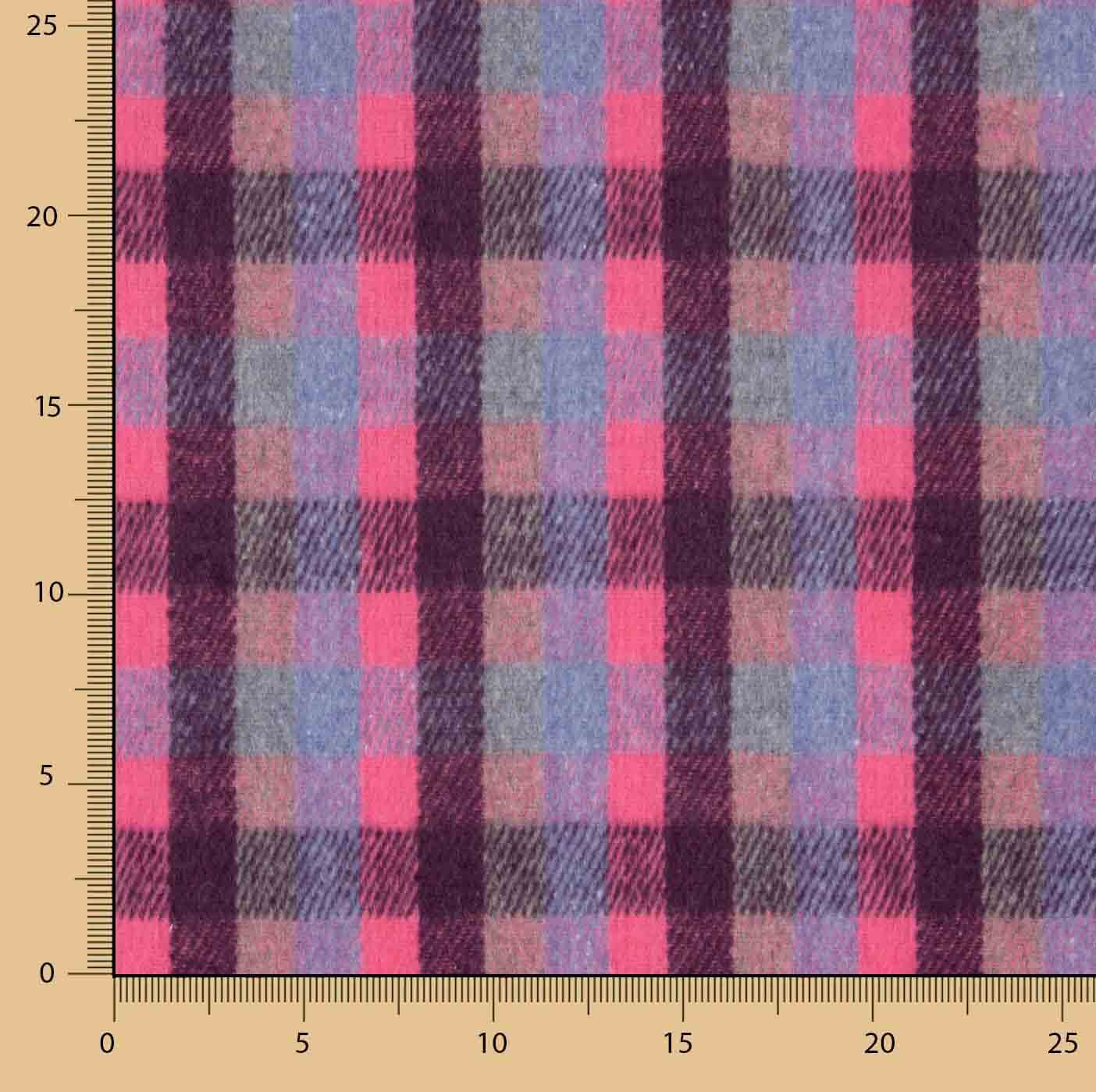 Loden aus Glenmore-Wolle mit fuchsia- und blauen Karos - Ribes y Casals