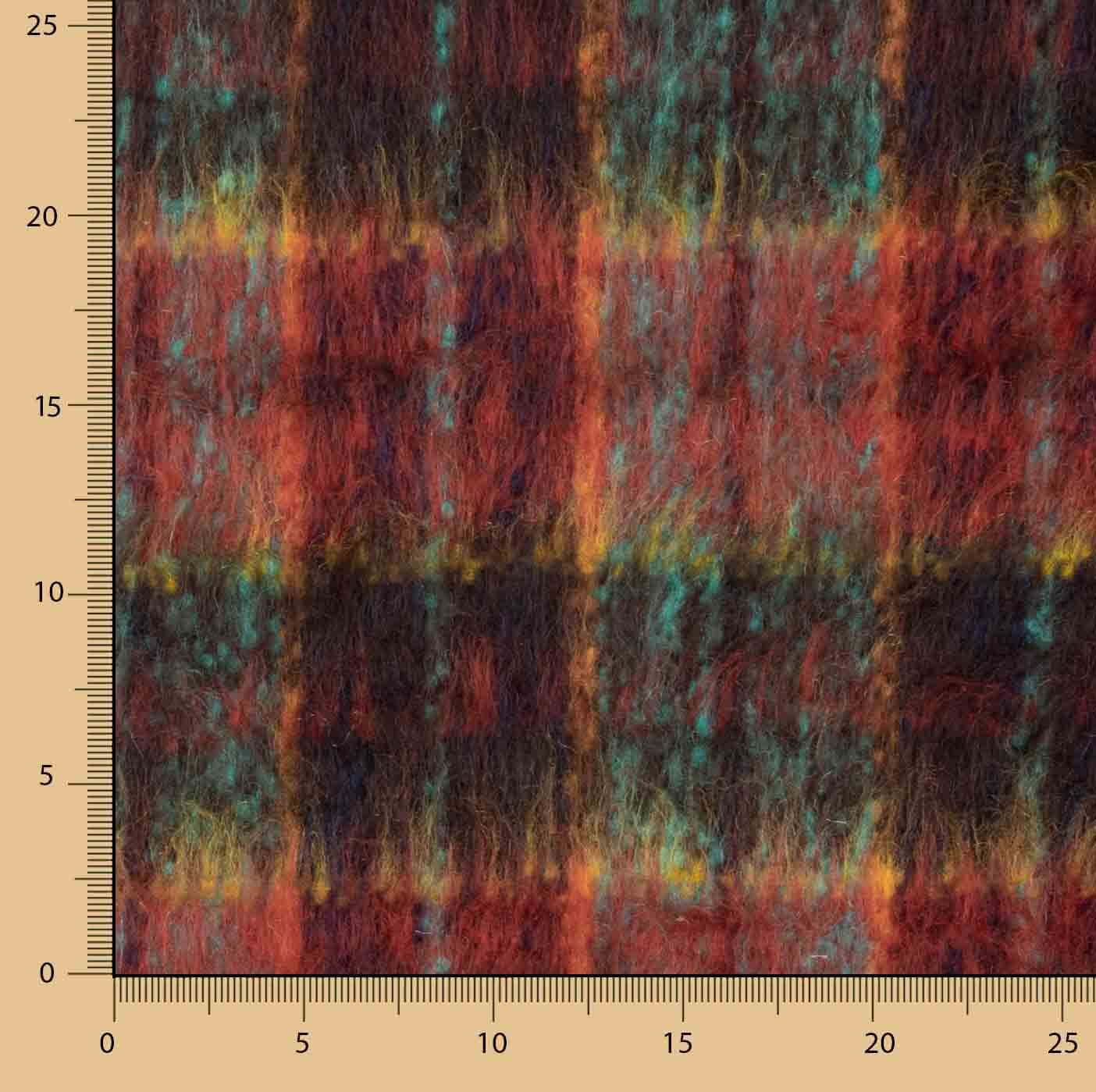 Glencoe-Tweed, Doppelgewebe, rot und türkis - Ribes y Casals