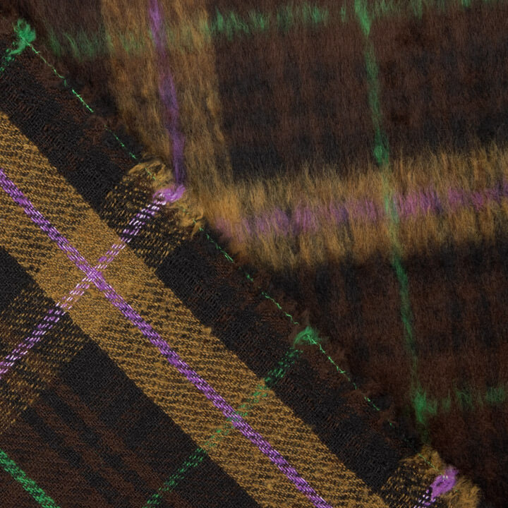 Doppelgewebe-Braemar-Tweed in Schokoladenbraun und Violett - Ribes y Casals
