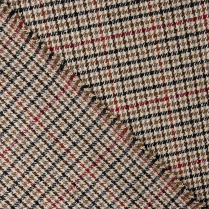 Loden aus Wolle mit Hahnentritt in Beige, Schwarz und Rot - Ribes y Casals