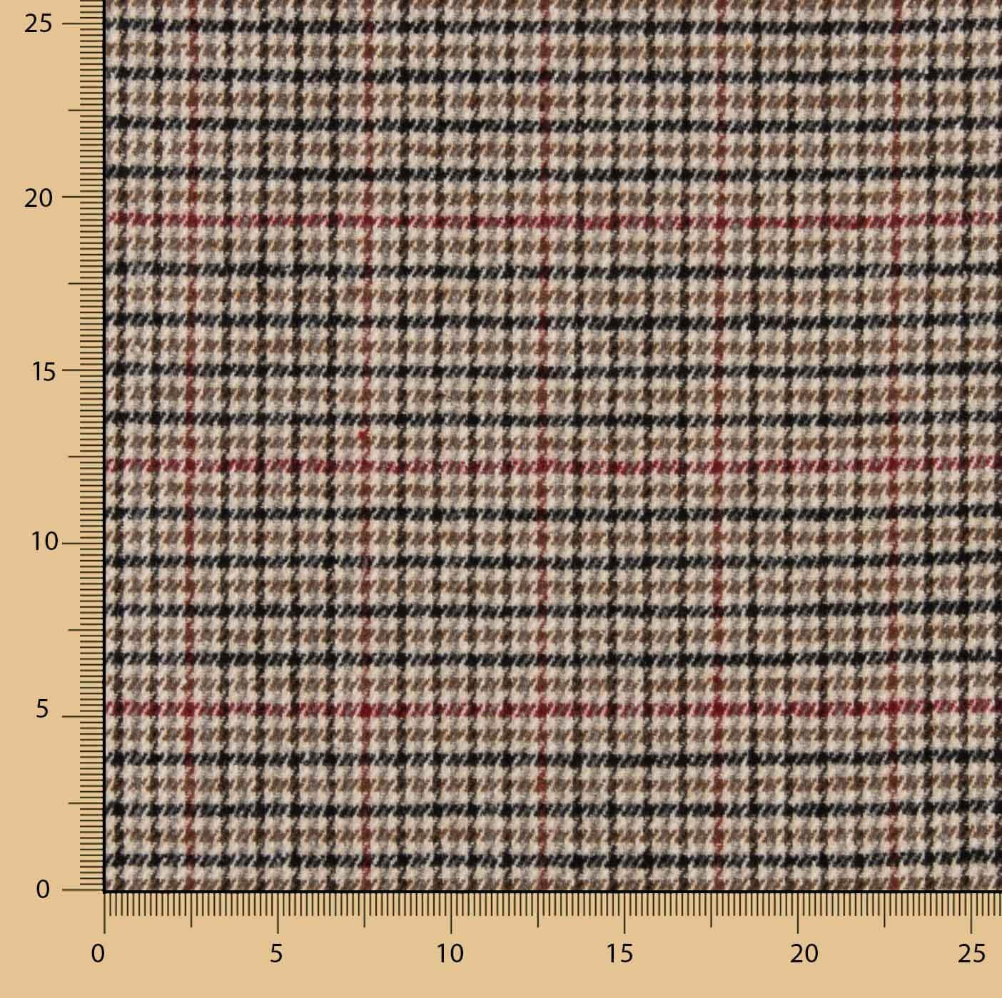 Loden aus Wolle mit Hahnentritt in Beige, Schwarz und Rot - Ribes y Casals