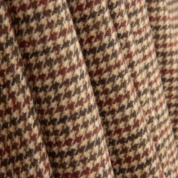 Loden aus Wolle mit Hahnentritt in Beige und Dunkelrot - Ribes y Casals